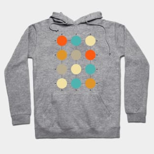 Orange Turquoise Cream Tan Circles on Grid Hoodie